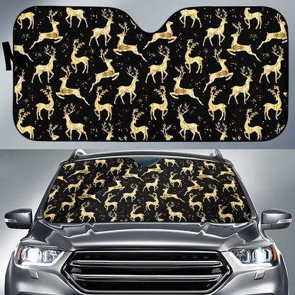 Deer Gold Pattern Car Sun Shade For Windshield