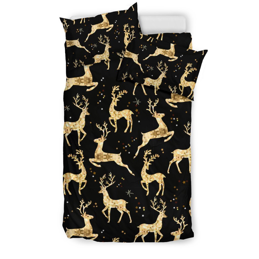 Deer Gold Pattern Duvet Cover Bedding Set