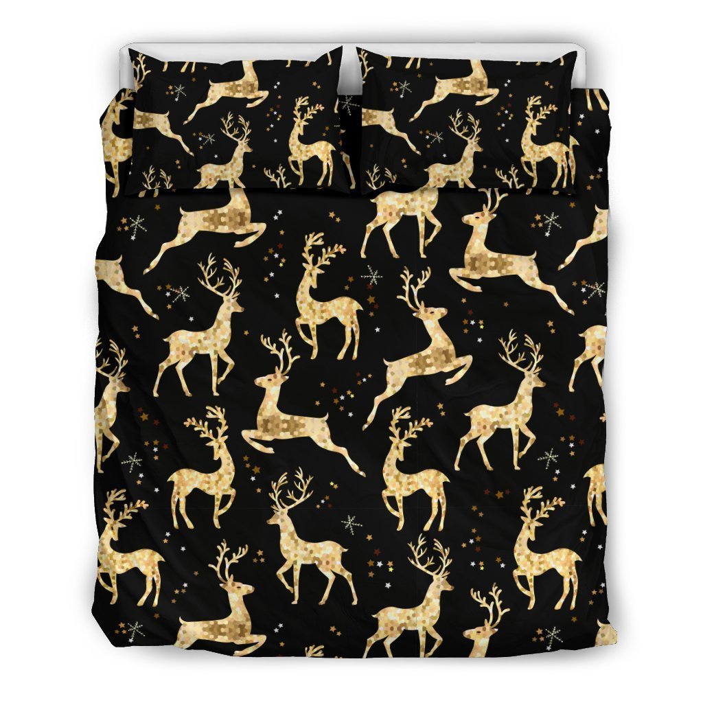 Deer Gold Pattern Duvet Cover Bedding Set