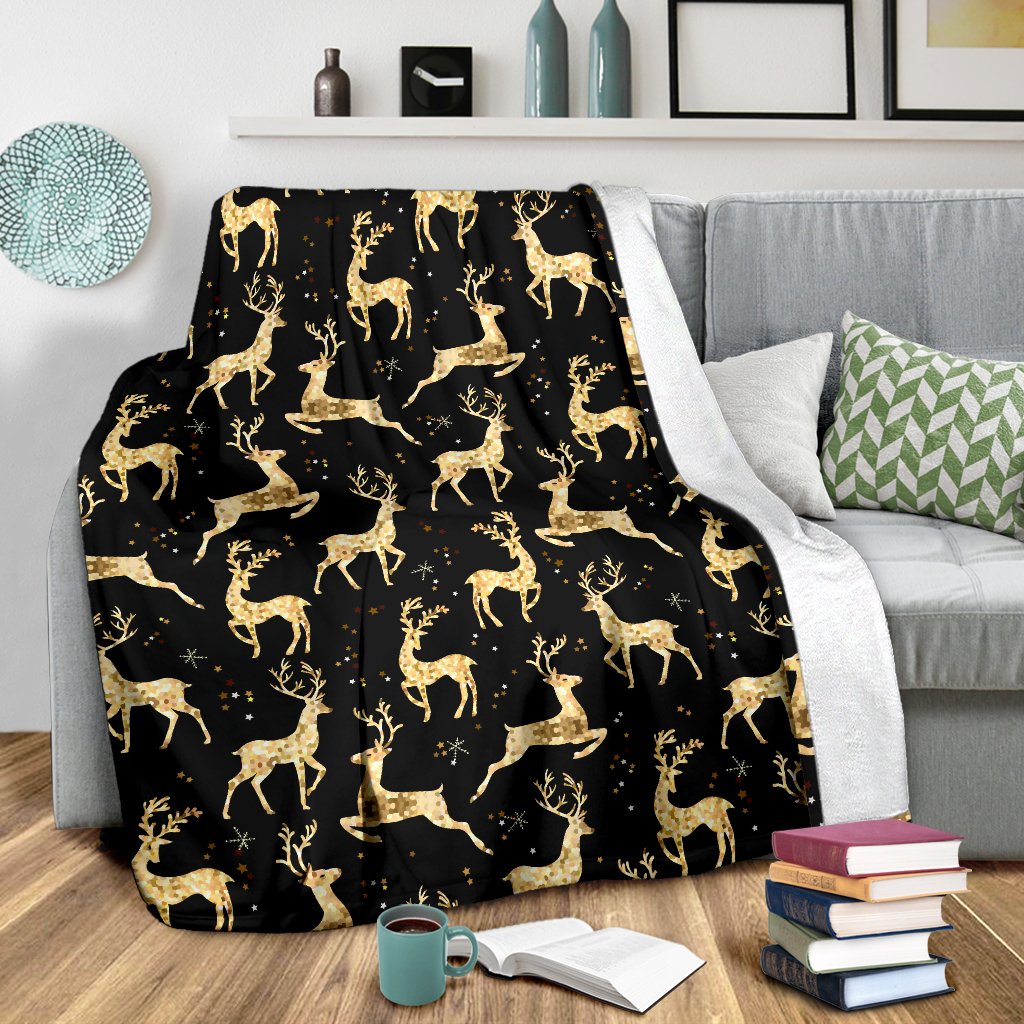 Deer Gold Pattern Fleece Blanket