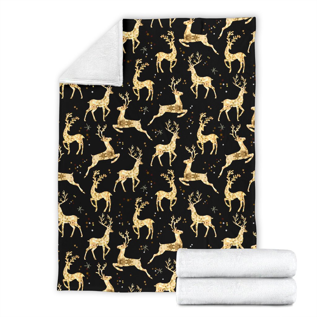 Deer Gold Pattern Fleece Blanket
