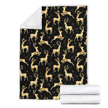 Deer Gold Pattern Fleece Blanket
