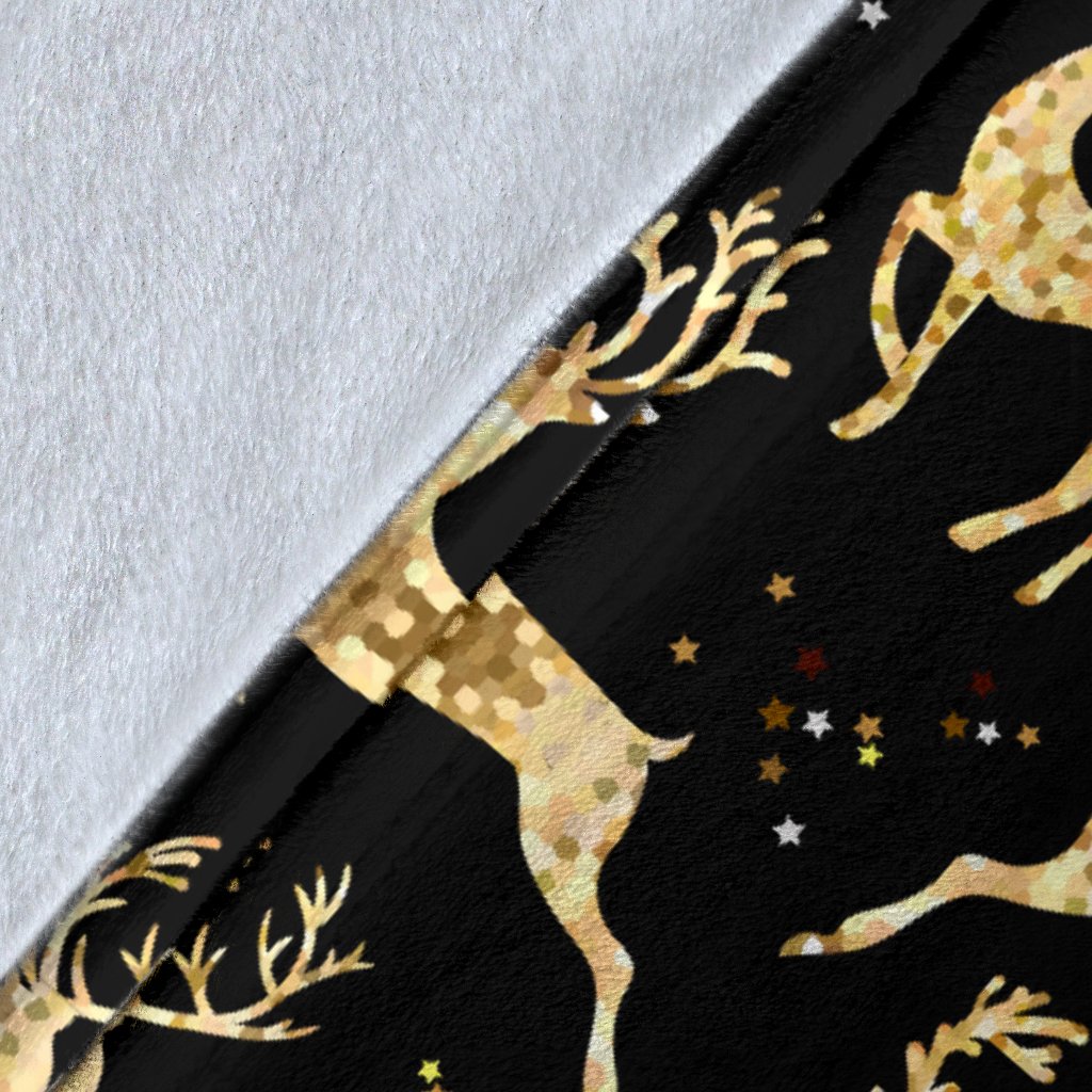 Deer Gold Pattern Fleece Blanket