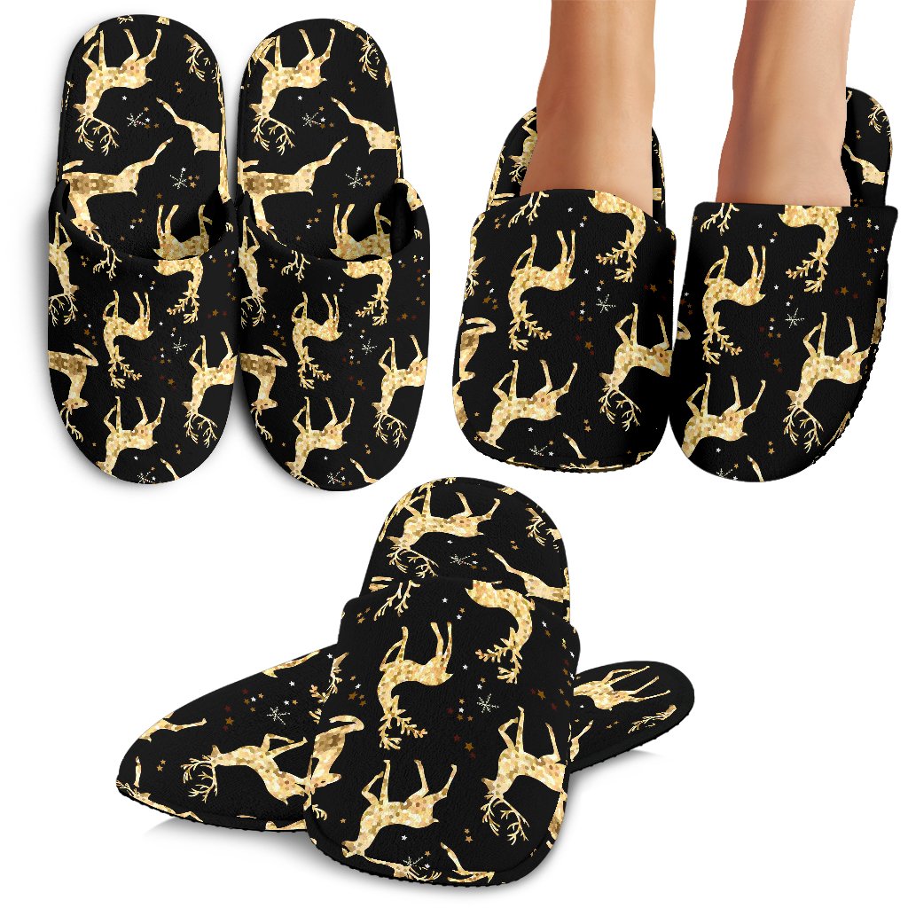 Deer Gold Pattern House Slippers