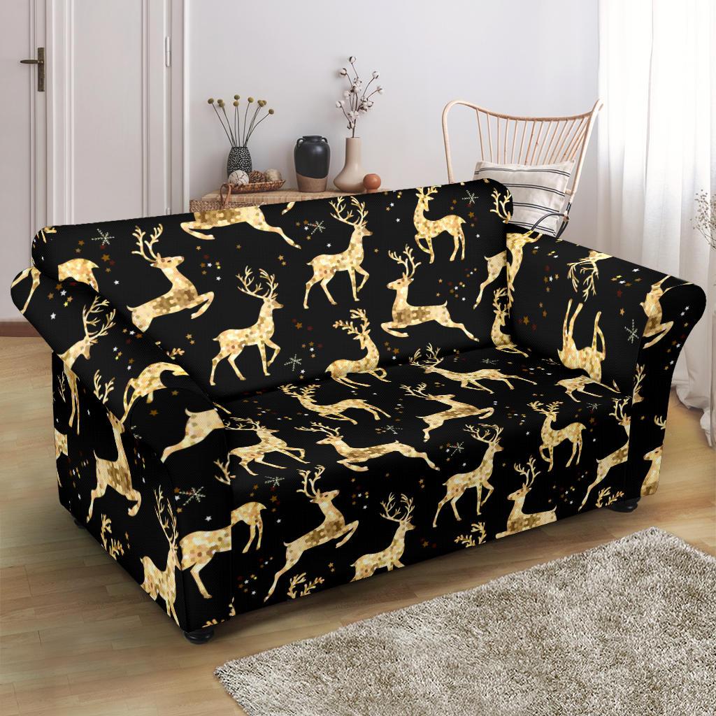 Deer Gold Pattern Loveseat Slipcover-JTAMIGO.COM