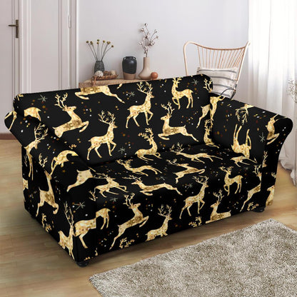 Deer Gold Pattern Loveseat Slipcover-JTAMIGO.COM