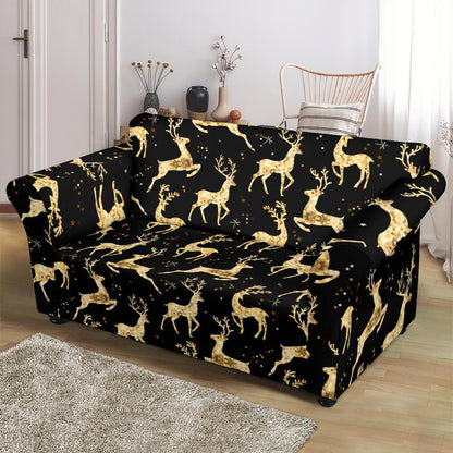 Deer Gold Pattern Loveseat Slipcover-JTAMIGO.COM