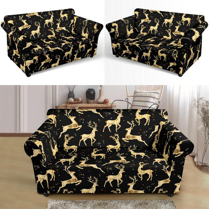 Deer Gold Pattern Loveseat Slipcover-JTAMIGO.COM
