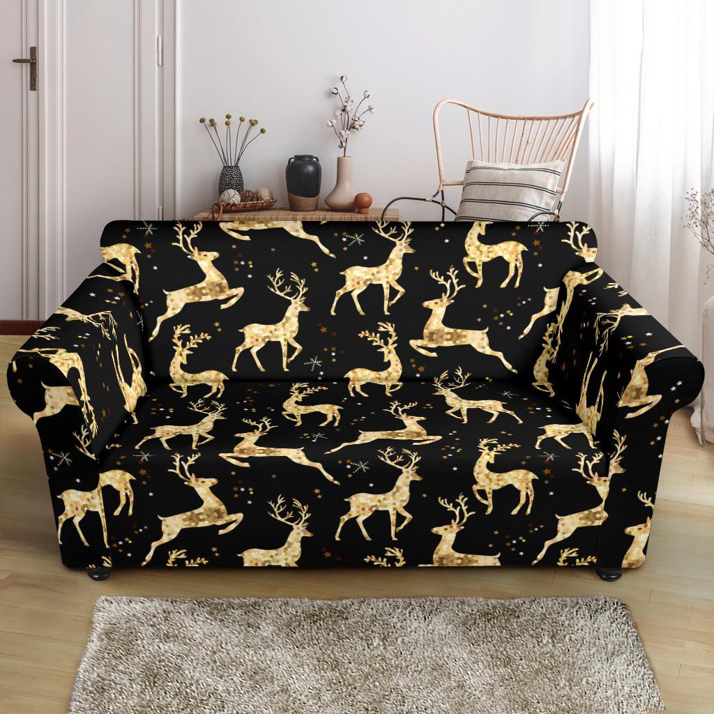 Deer Gold Pattern Loveseat Slipcover-JTAMIGO.COM