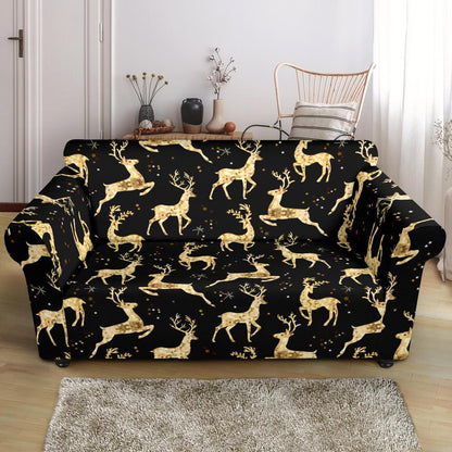 Deer Gold Pattern Loveseat Slipcover-JTAMIGO.COM