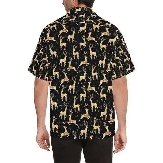 Deer Gold Pattern Men Aloha Hawaiian Shirt