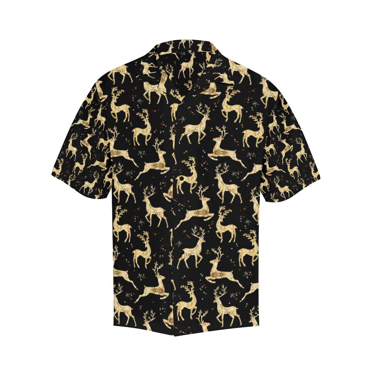 Deer Gold Pattern Men Aloha Hawaiian Shirt