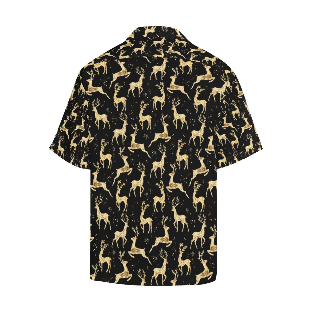 Deer Gold Pattern Men Aloha Hawaiian Shirt