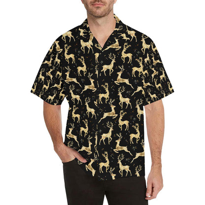Deer Gold Pattern Men Aloha Hawaiian Shirt