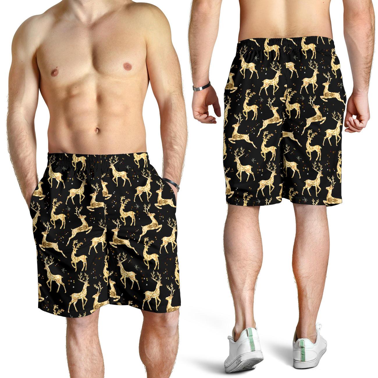 Deer Gold Pattern Mens Shorts-JTAMIGO.COM