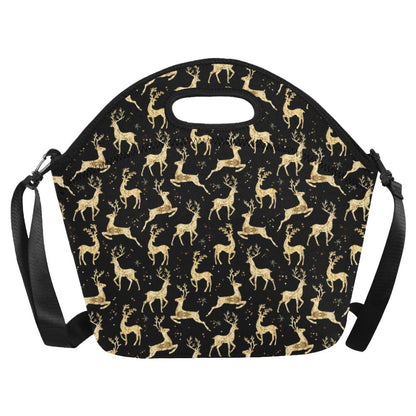 Deer Gold Pattern Neoprene Lunch Bag (Model 1669)(Large)-JTAMIGO.COM
