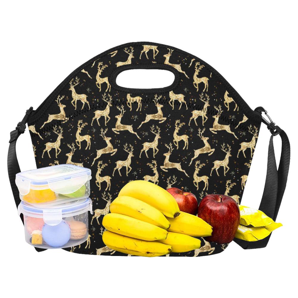 Deer Gold Pattern Neoprene Lunch Bag (Model 1669)(Large)-JTAMIGO.COM