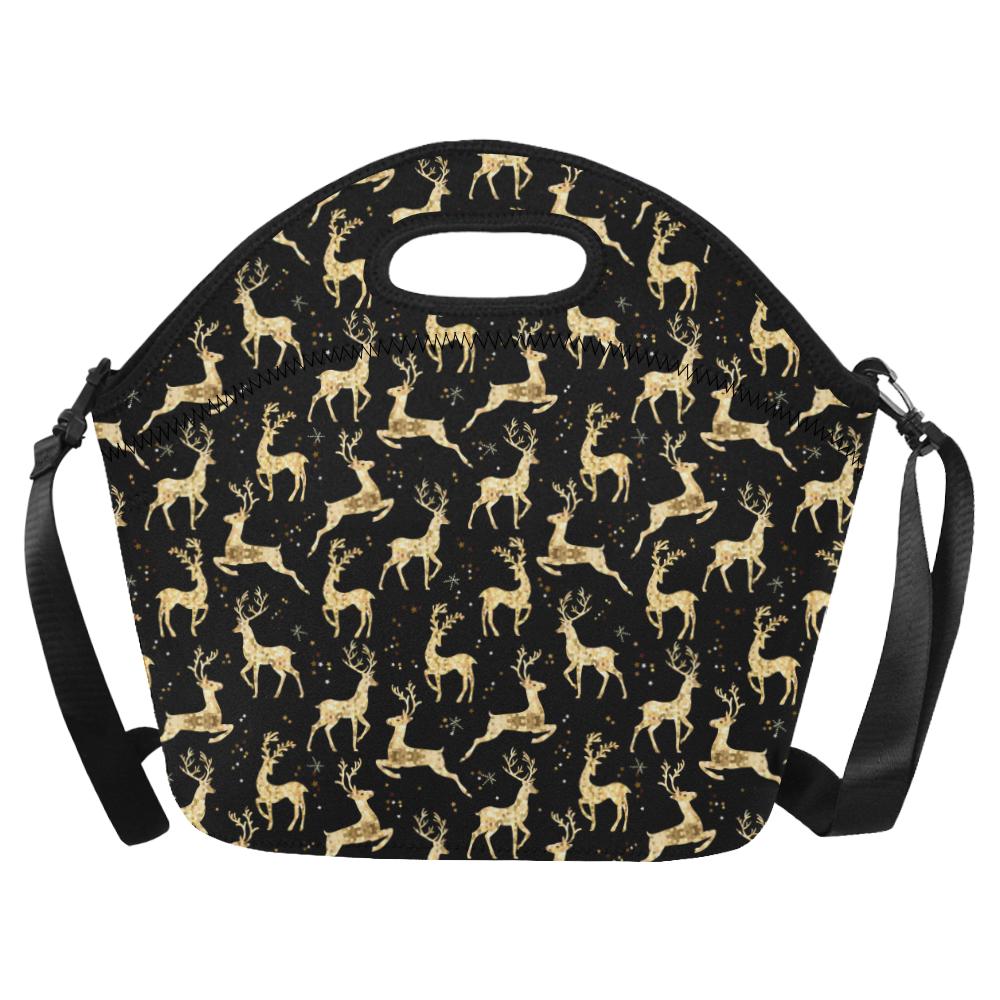 Deer Gold Pattern Neoprene Lunch Bag (Model 1669)(Large)-JTAMIGO.COM