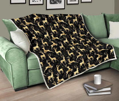 Deer Gold Pattern Premium Quilt-JTAMIGO.COM