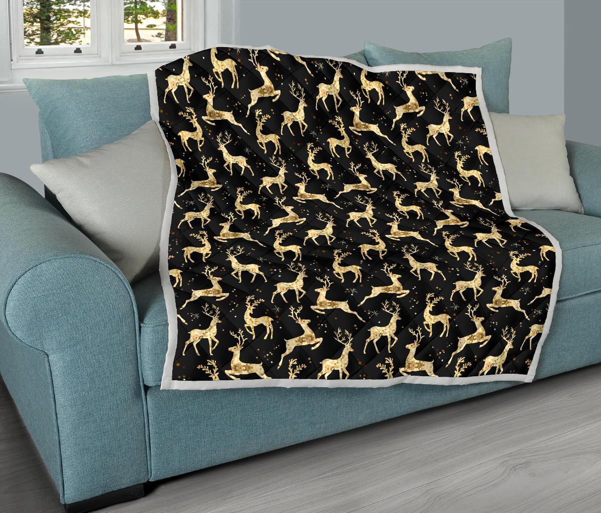 Deer Gold Pattern Premium Quilt-JTAMIGO.COM