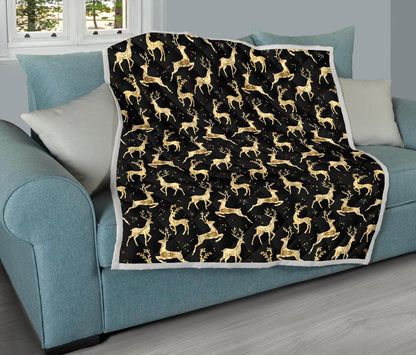 Deer Gold Pattern Premium Quilt-JTAMIGO.COM