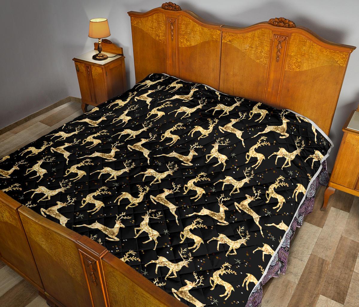 Deer Gold Pattern Premium Quilt-JTAMIGO.COM