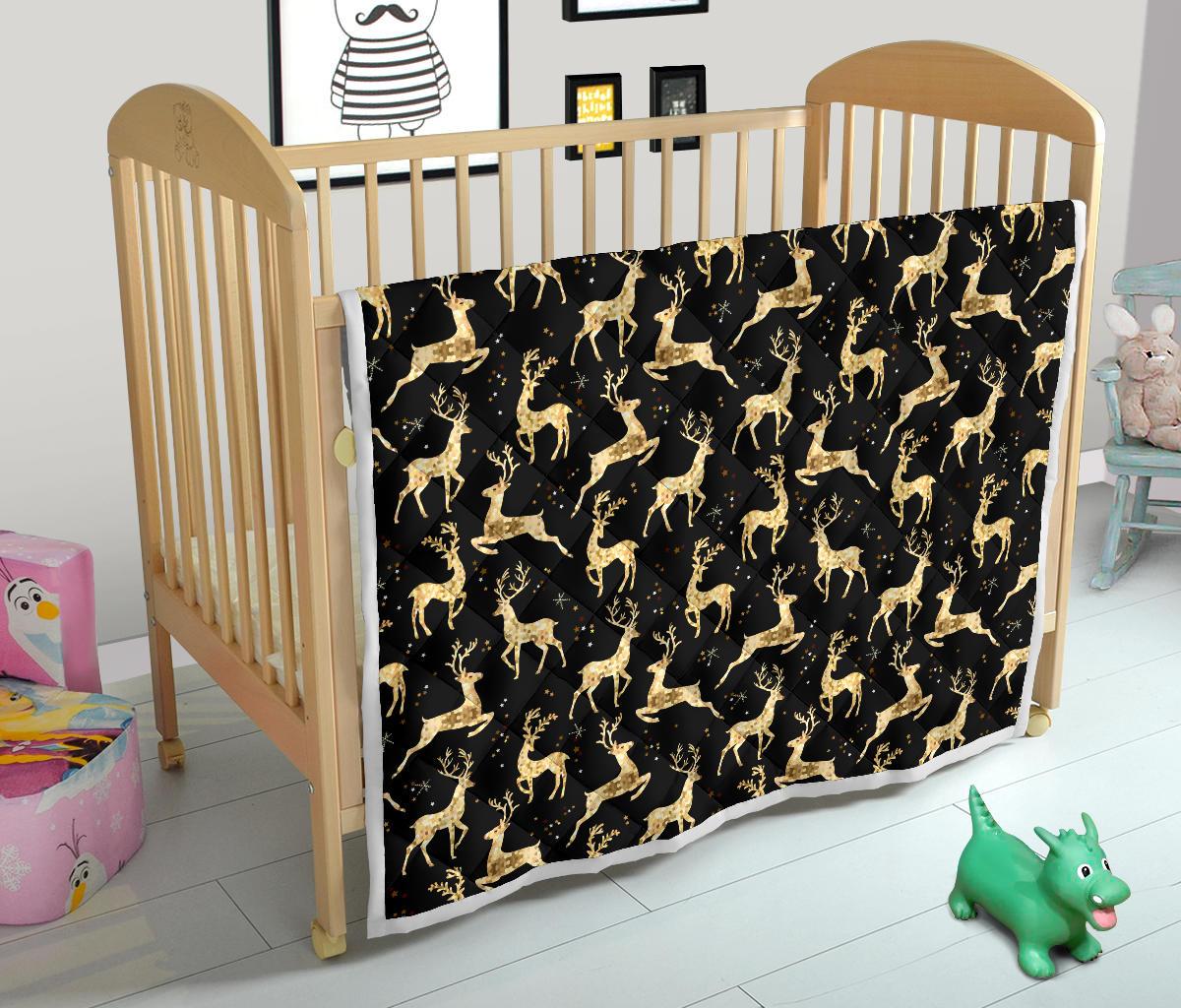 Deer Gold Pattern Premium Quilt-JTAMIGO.COM