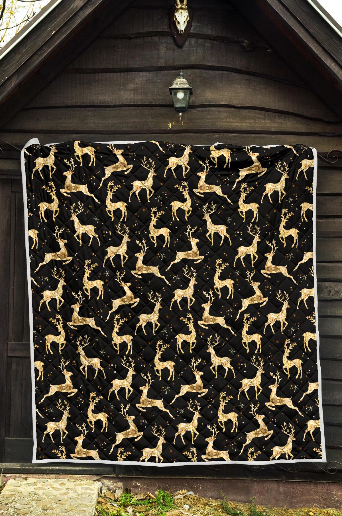 Deer Gold Pattern Premium Quilt-JTAMIGO.COM