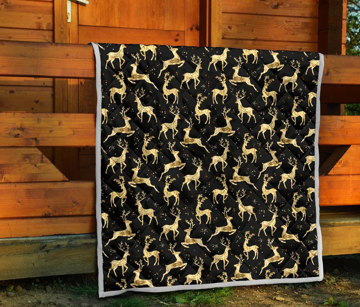 Deer Gold Pattern Premium Quilt-JTAMIGO.COM