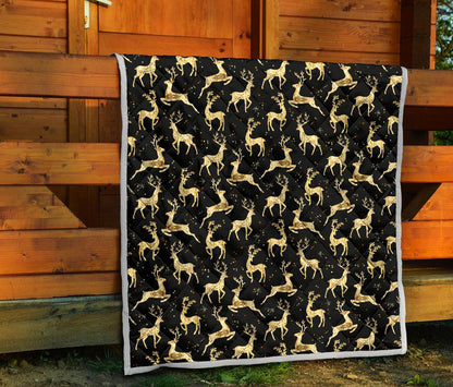 Deer Gold Pattern Premium Quilt-JTAMIGO.COM