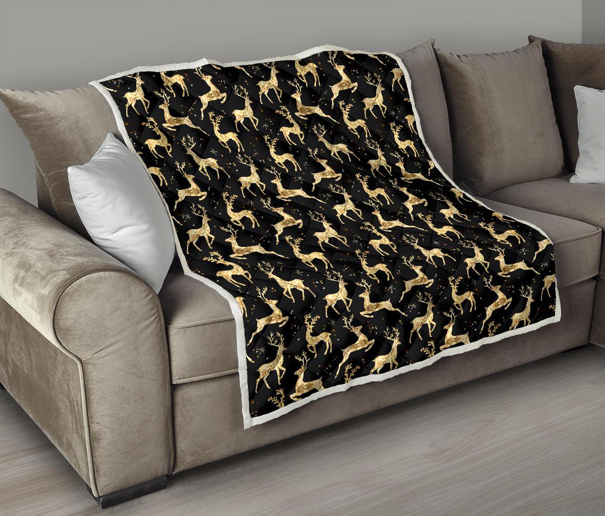 Deer Gold Pattern Premium Quilt-JTAMIGO.COM