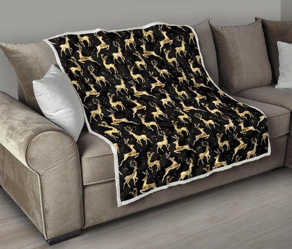 Deer Gold Pattern Premium Quilt-JTAMIGO.COM