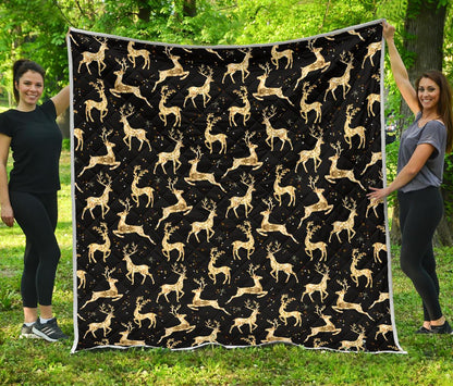 Deer Gold Pattern Premium Quilt-JTAMIGO.COM