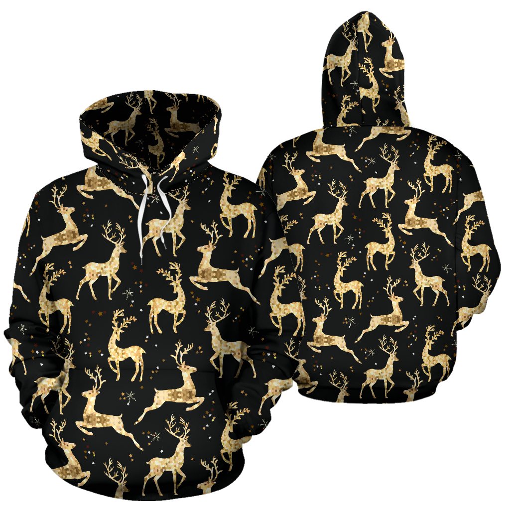 Deer Gold Pattern Pullover Hoodie
