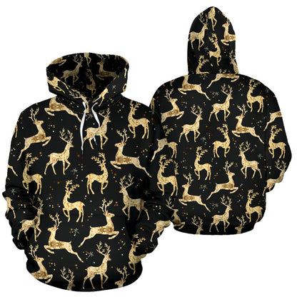 Deer Gold Pattern Pullover Hoodie