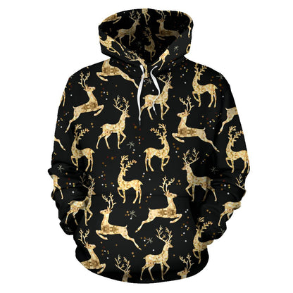 Deer Gold Pattern Pullover Hoodie