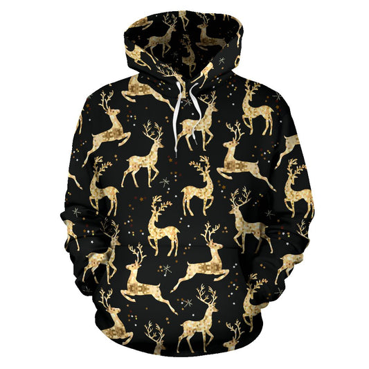 Deer Gold Pattern Pullover Hoodie