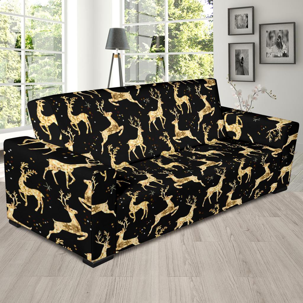 Deer Gold Pattern Sofa Slipcover-JTAMIGO.COM