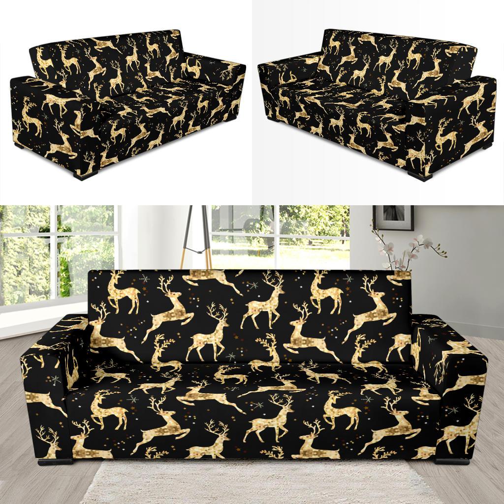 Deer Gold Pattern Sofa Slipcover-JTAMIGO.COM