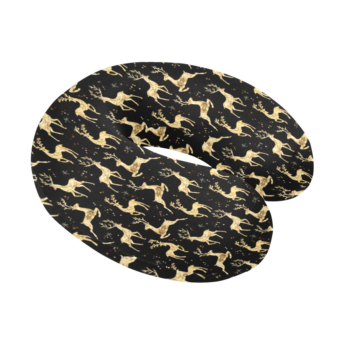 Deer Gold Pattern U-Shaped Travel Neck Pillow-JTAMIGO.COM