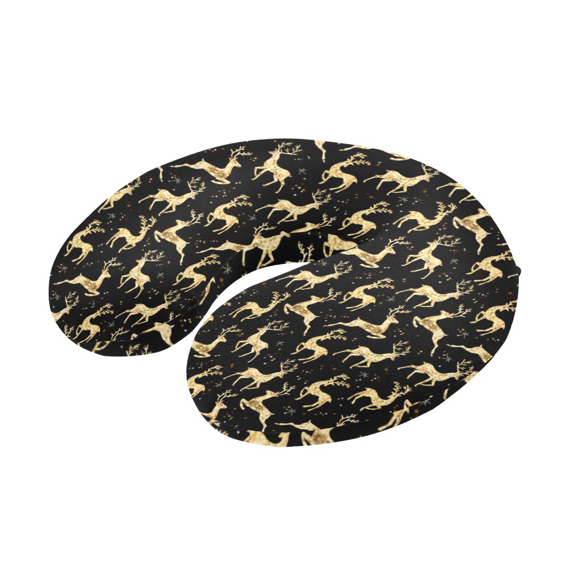 Deer Gold Pattern U-Shaped Travel Neck Pillow-JTAMIGO.COM
