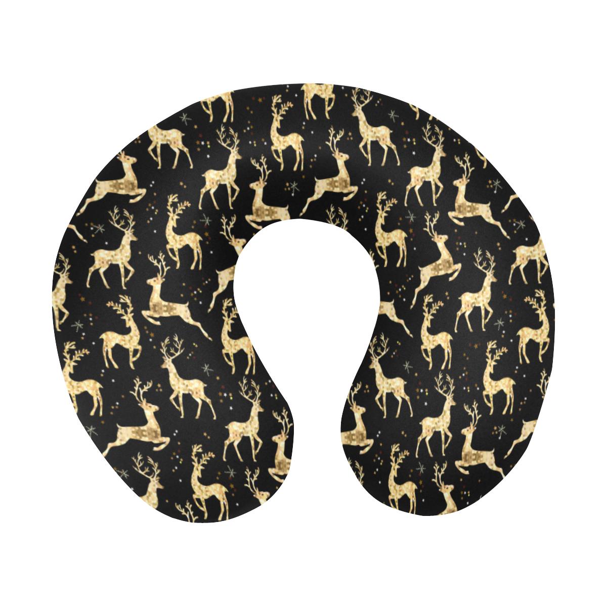 Deer Gold Pattern U-Shaped Travel Neck Pillow-JTAMIGO.COM