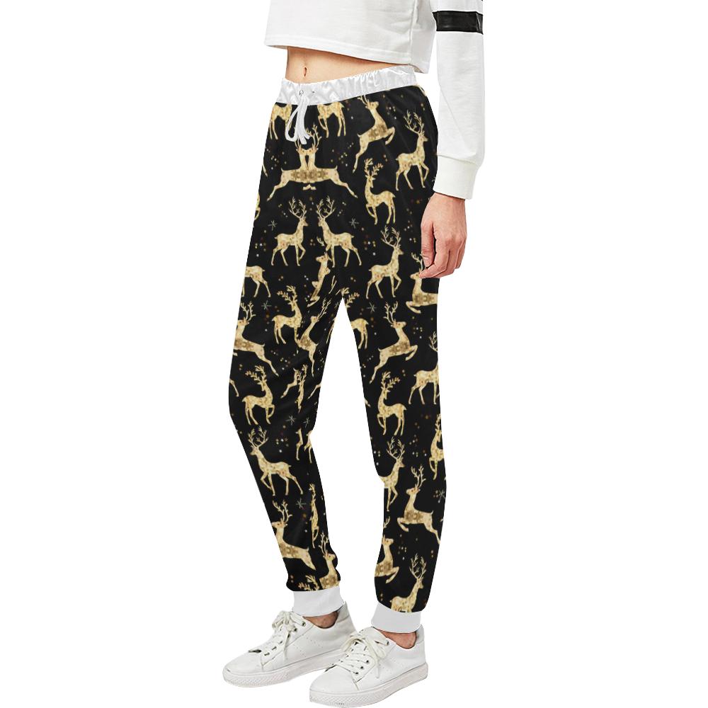 Deer Gold Pattern Unisex Casual Sweatpants (Model L11)-JTAMIGO.COM
