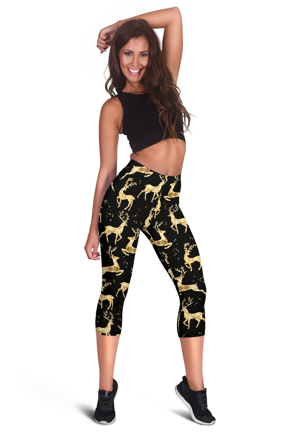 Deer Gold Pattern Women Capris