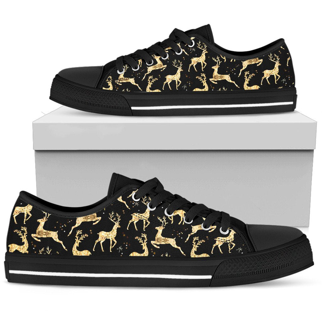 Deer Gold Pattern Women Low Top Shoes