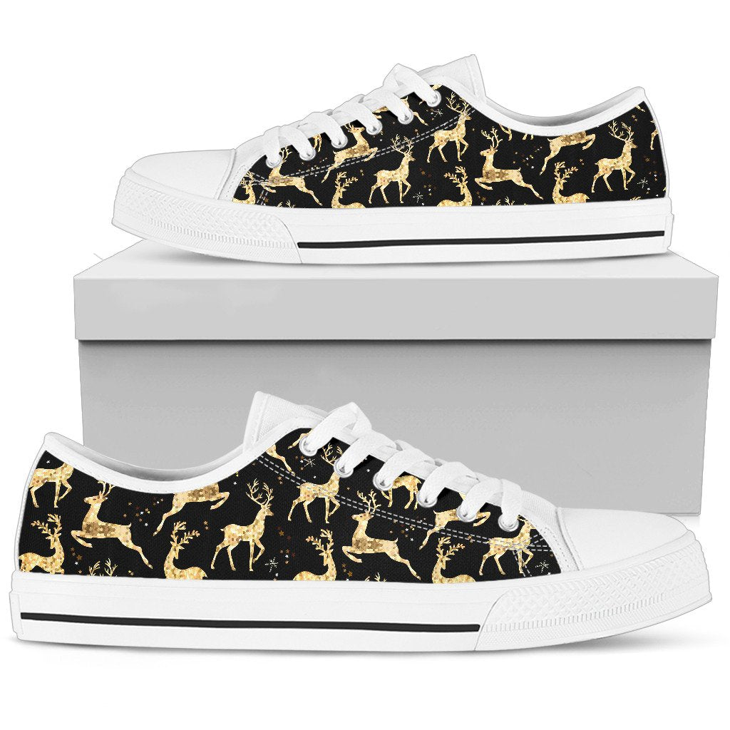 Deer Gold Pattern Women Low Top Shoes
