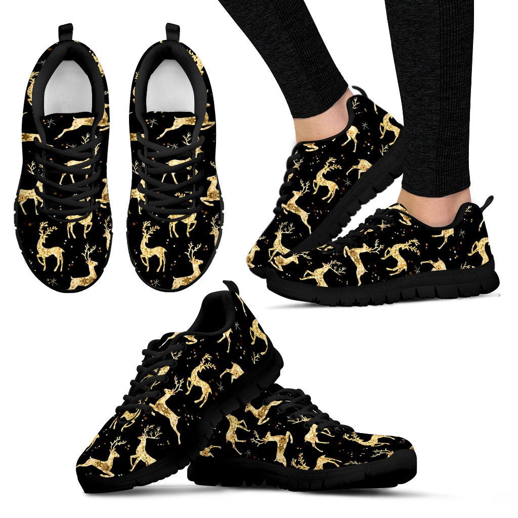 Deer Gold Pattern Women Sneakers Shoes