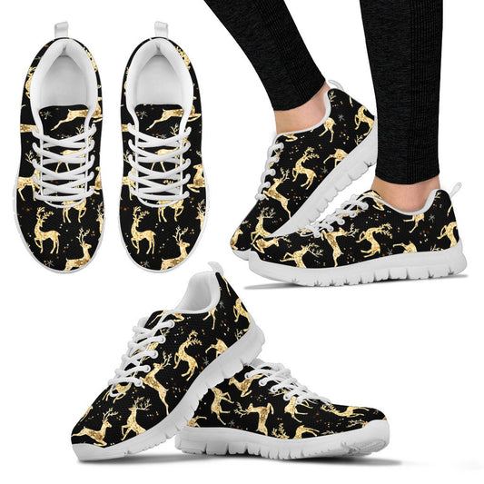 Deer Gold Pattern Women Sneakers Shoes
