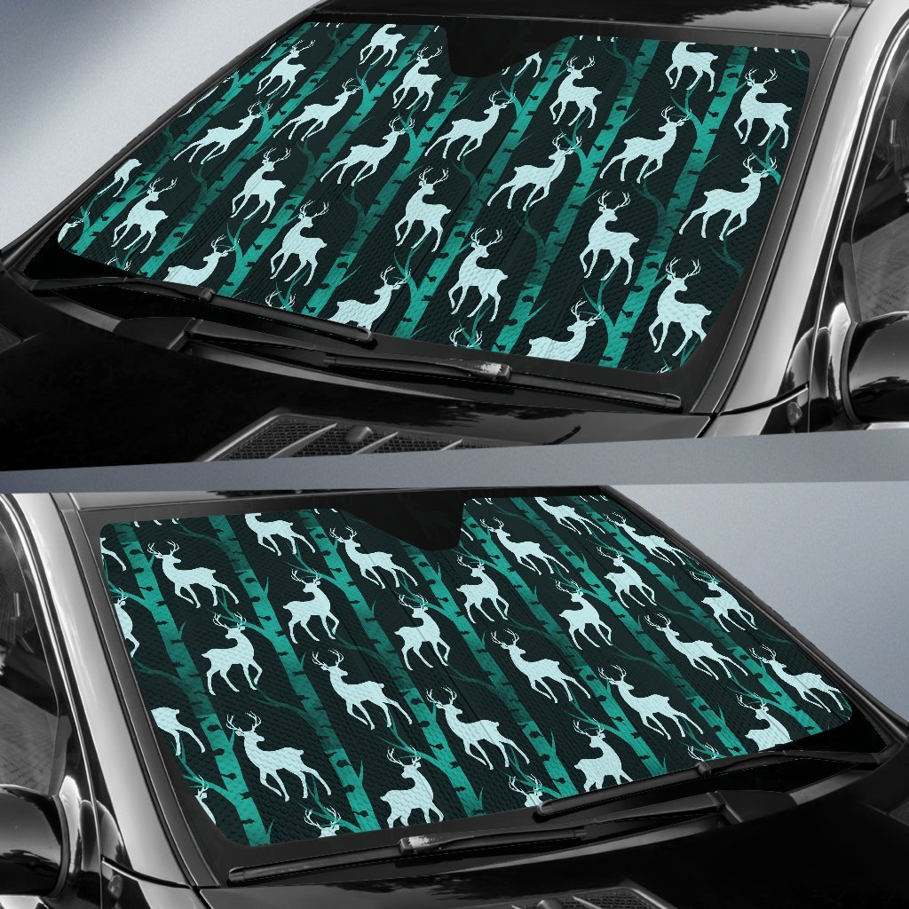 Deer Jungle Print Pattern Car Sun Shade For Windshield