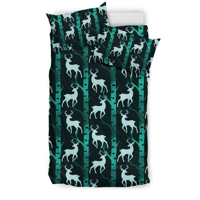 Deer Jungle Print Pattern Duvet Cover Bedding Set